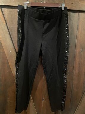 Philosophy Sequined striped tux style pants
